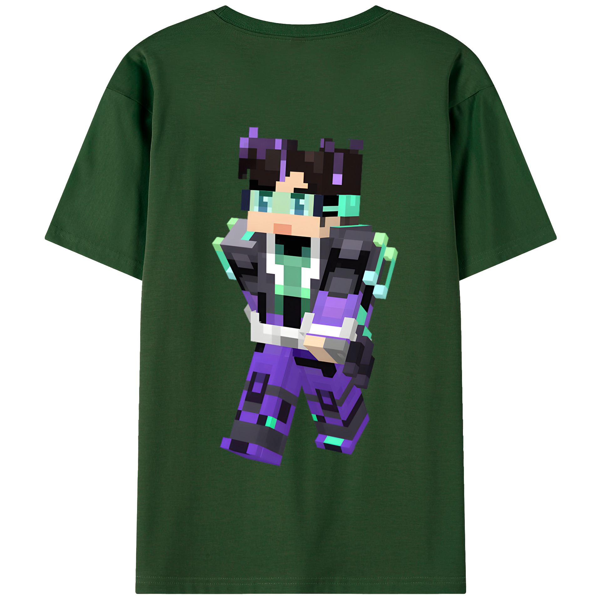 （画像用） マインクラフト ブロックの世界 Minecraft MC Block world 綿100％半袖Tシャツ（背面プリント）